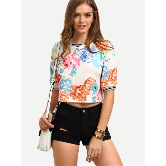 Tops - Multicolor Floral Short Sleeve Shirt